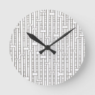 Industrieel raster-Zwart-wit moderne minimalistisc Ronde Klok