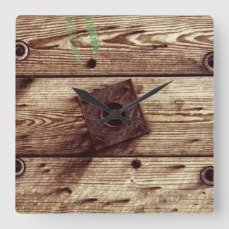 Industrieel Rustieke Houten Strepen Vierkante Klok