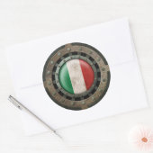 Industrieel staal Italiaanse vlag Schijf Grafisch Ronde Sticker (Envelop)