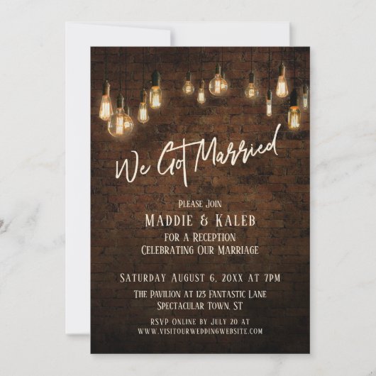 Industriële baksteen met edisonlampen We Zijn Getr Kaart (Voorkant)