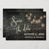 Industriële bakstenen,  lichten, Save the Date (Voorkant / Achterkant)