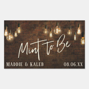 Industriële Bakstenen Vintage Edison Lichten Mint  Rechthoekige Sticker