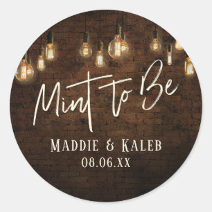 Industriële Bakstenen Vintage Edison Lichten Mint  Ronde Sticker