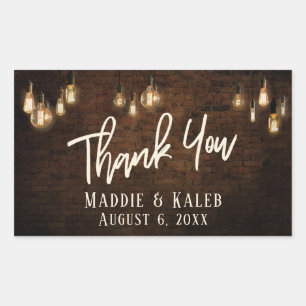 Industriële bakstenen w / Edison Lights Dank u Rechthoekige Sticker