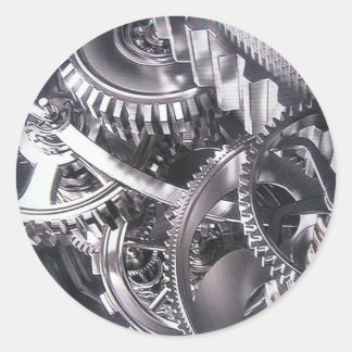 Industriële beweging. ronde sticker