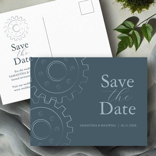 Industriële chique bruiloft Save the date Briefkaart