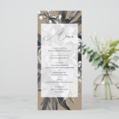 Industriële chique rustieke kraft bloemenbruiloft menu (Staand voorkant)