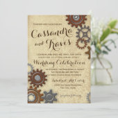 Industriële Gears Rustic Wedding Kaart (Staand voorkant)