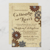 Industriële Gears Rustic Wedding Kaart (Voorkant / Achterkant)