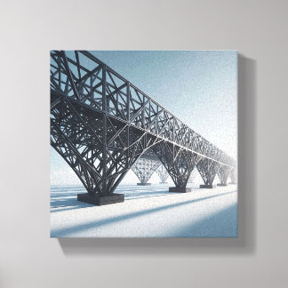 Industriële geometrische roosterarchitectuur canvas afdruk
