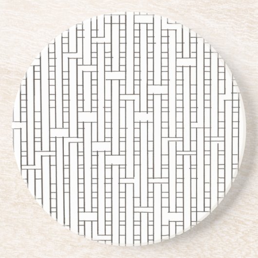 Industriële Grid-Zwart en Wit Modern Minimalist Zandsteen Onderzetter (Voorkant)