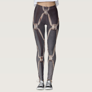Industriële grijze metaalketting leggings