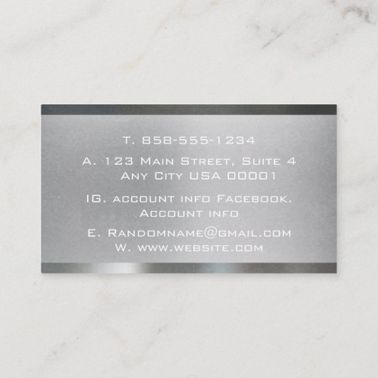 Industriële Grip Metallic Roestvrij staal Visitekaartje (Achterkant)