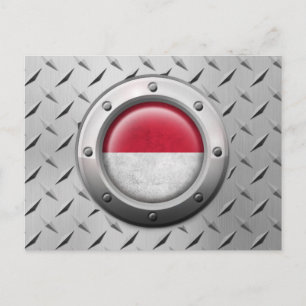 Industriële Indonesische vlag met staal grafisch Briefkaart