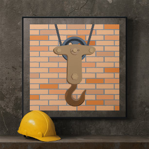 Industriële katrol haak mechanisch ontwerp poster