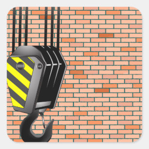 Industriële kraanhaak met bakstenen muur vierkante sticker