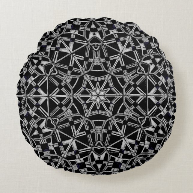 Industriële Mandala Rond Kussen (Voorkant)