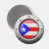 Industriële Puerto Ricaanse vlag Staal Grafisch Magneet (Voorkant / Achterkant)