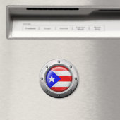 Industriële Puerto Ricaanse vlag Staal Grafisch Magneet (Insitu (Vaatwasser))