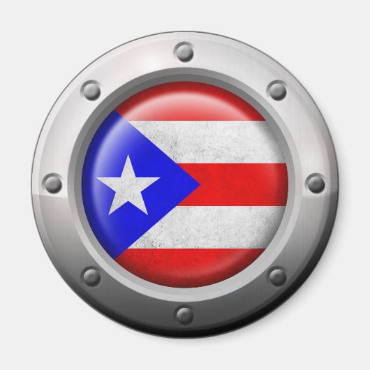 Industriële Puerto Ricaanse vlag Staal Grafisch Magneet (Voorkant)