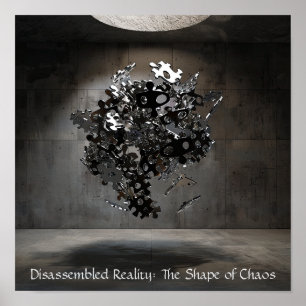 Industriële Puzzel Sphere: Abstract zwevend Sculpt Poster