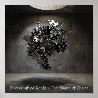 Industriële Puzzel Sphere: Abstract zwevend Sculpt Poster