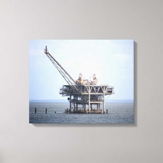Industriële Rig in de Golf Oceaan Kleur 16x20 Canvas Afdruk (Voorkant)