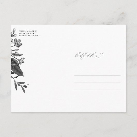 Industriële rustieke chique bloemen opslaan de dat aankondigingskaart (Achterkant)