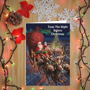 Industriële  Santa Claus Flying Reindeer Kaart