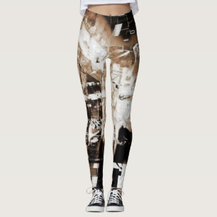 Industriële Sepia Glitch Leggings
