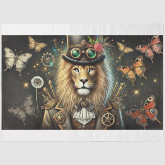 Industriële Steampunk  Lion Decoupage Tissuepapier (Voorkant)