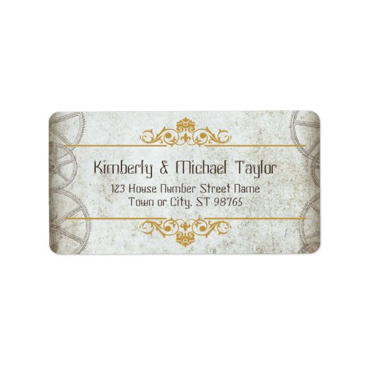 Industriële  Steampunk Wedding Etiket (Voorkant)