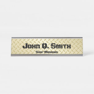 Industriële stijlgepersonaliseerde Gold Diamondpla Bureau Naambordje