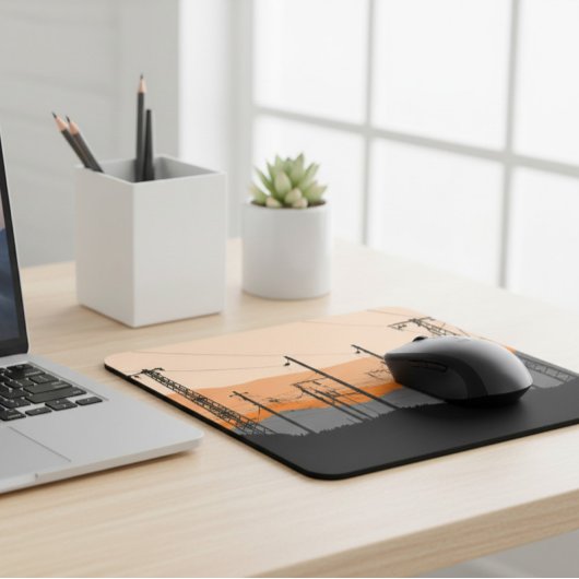 Industriële Sunset Power Lines Mousepad Muismat