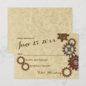 Industriële tandwielen Rustic huwelijksreactie RSVP Kaartje (Voorkant / Achterkant)