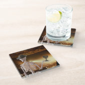 "Indy" Botten Halloween Skelet Glazen Onderzetter (Schuin)