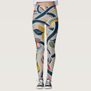 Ineinander gewonden wijnranken in levendig evenwic leggings