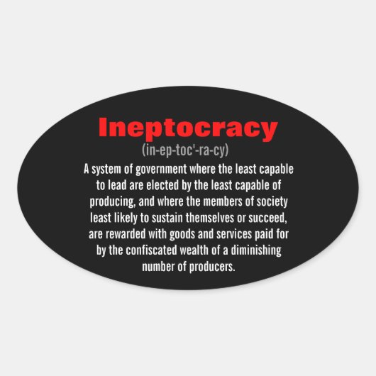 Ineptocratie Ovale Sticker (Voorkant)