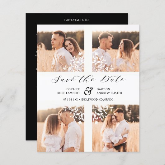 Inexpensive 4 Photos Collage Minimalist Branches (Voorkant / Achterkant)