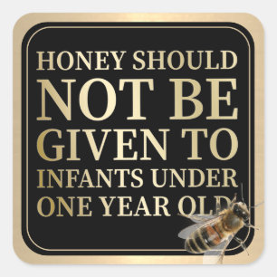 INFANT HONEY AVERTISSEMENT ÉTIQUETTE Gold et Black