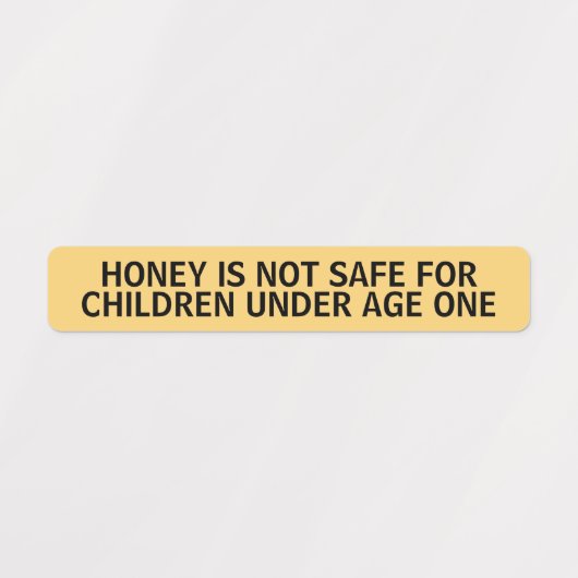 Infant Warning Honey Jar Lid Security Label Yellow (Design 2)