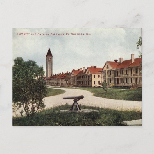 Infantry & Cavalry Barracks Ft. Sheridan IL 1915 Briefkaart (Voorkant)