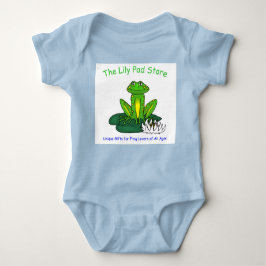Infant's Frog on a Lily Pad Blue on White Bodysuit