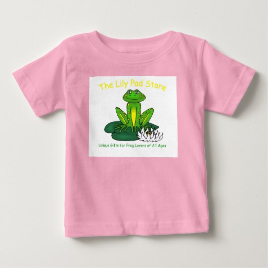 Infant's Frog on a Lily Pad White on Pink T-Shirt (Voorkant)