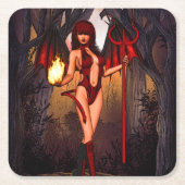 Infernal Temptress Vierkante Kartonnen Onderzetter (Voorkant)