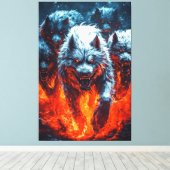 Infernal Wolf Pack Canvasprint Canvas Afdruk (Insitu (Houten vloer))