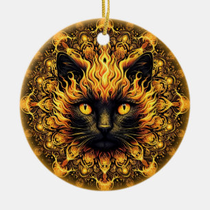 Inferno Kat Mandala Keramisch Ornament