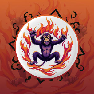 Inferno Monkey Ronde Button 3,2 Cm