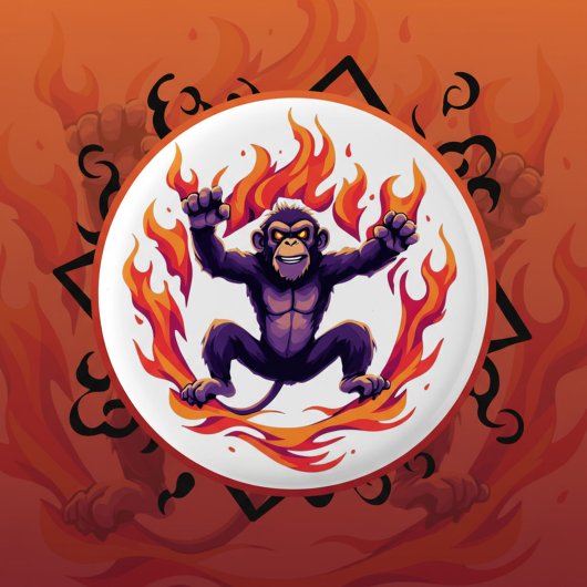 Inferno Monkey Ronde Button 3,2 Cm