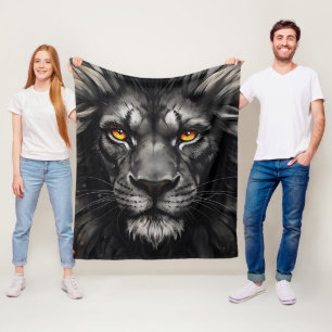 Inferno Ogen Zwarte Leeuwenkoning Portret Fleece Deken